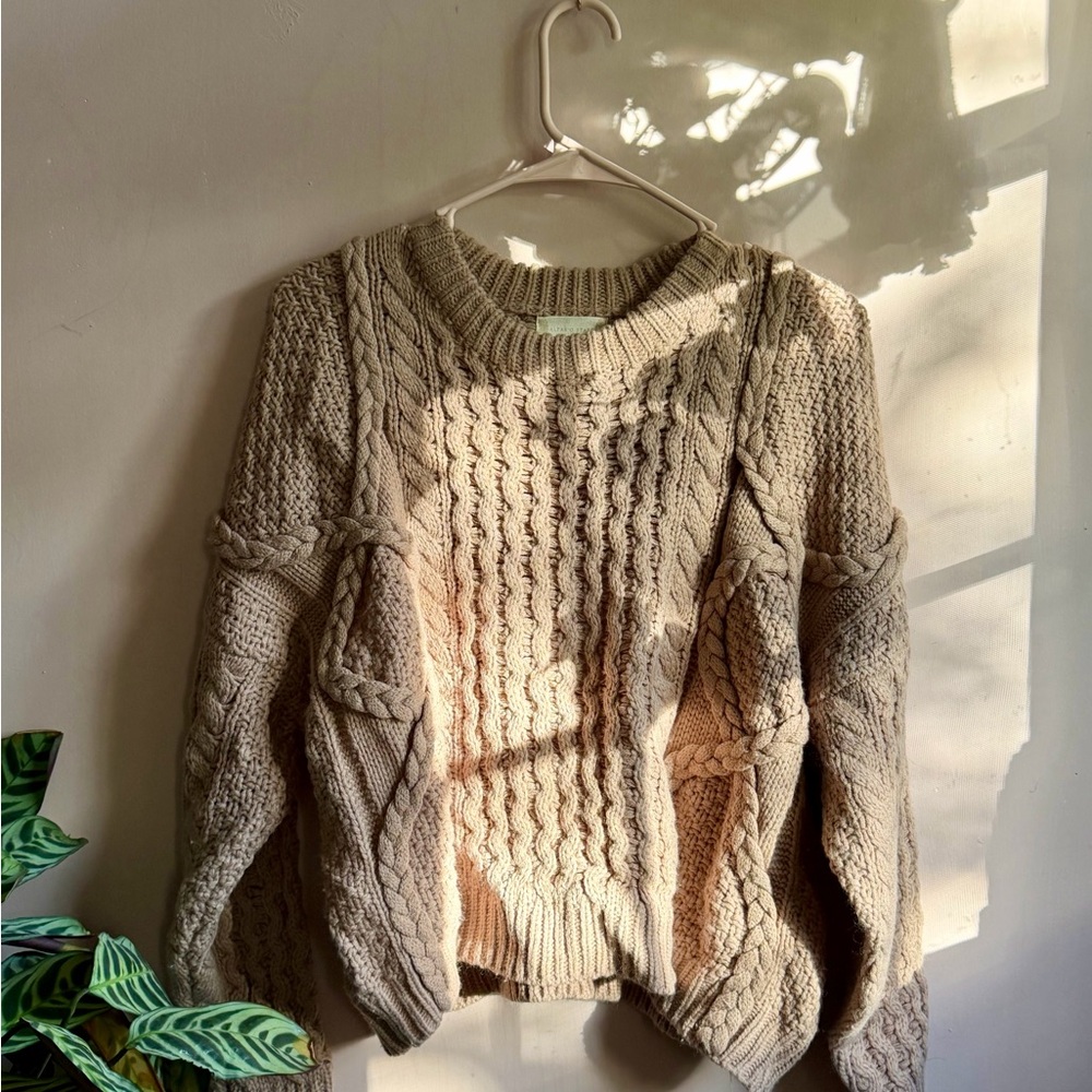 Altar'd State Cable Knit Sweater in Cream